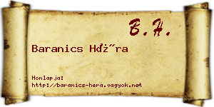Baranics Héra névjegykártya